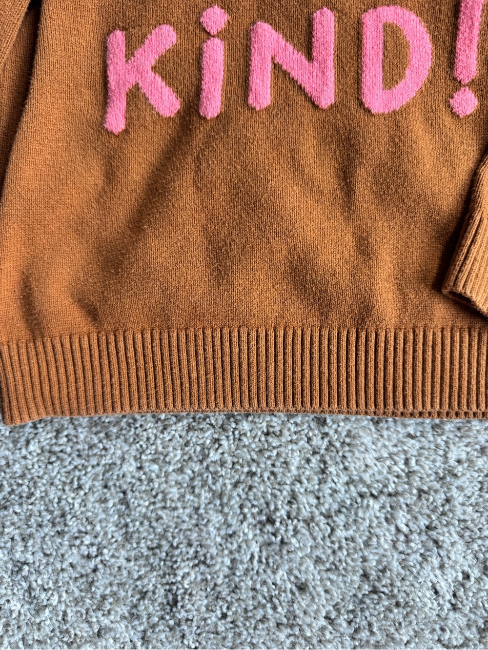 Girls Brown Knit Sweater with Pink "Be Kind" Text knit pullover fall size 2T - Picture 2 of 4